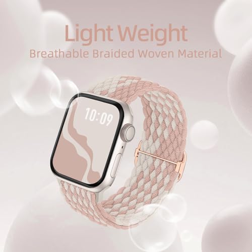 Image of 4 Pack Braided Stretchy Bands Compatible with Apple Watch 40mm 41mm 38mm 42mm 44mm 45mm 46mm 49mm Women Men, Breathable Nylon Elastic Daily Use Straps for iWatch Series 11 /10 9 8 7 6 5 4 3 SE /Ultra 2