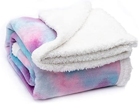 Gealaek Sherpa Throw Blanket Rainbow Blanket for Girls Fuzzy Soft Warm Cozy Reversible Microfiber Throw for Couch Sofa Bed Office Camping 50"x60"