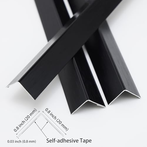 Image of Trimold Brushed Black Aluminum Peel and Stick L Molding Corner Guards with 90 Angle for Wall Door Frame Cabinet Baseboard Protection and Decoration, 35.4in x 0.8in (3Pcs)