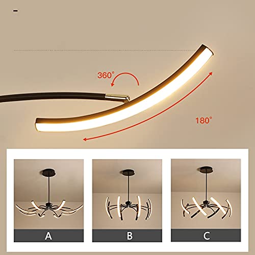 Plafonnier LED moderne mat noir réglable pour salon - 6