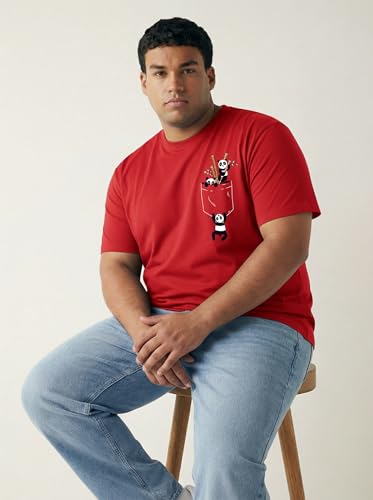 Image of Toodlegram Men's Plus Size Graphic Printed Cotton T-Shirt Casual Round Neck Regular Fit