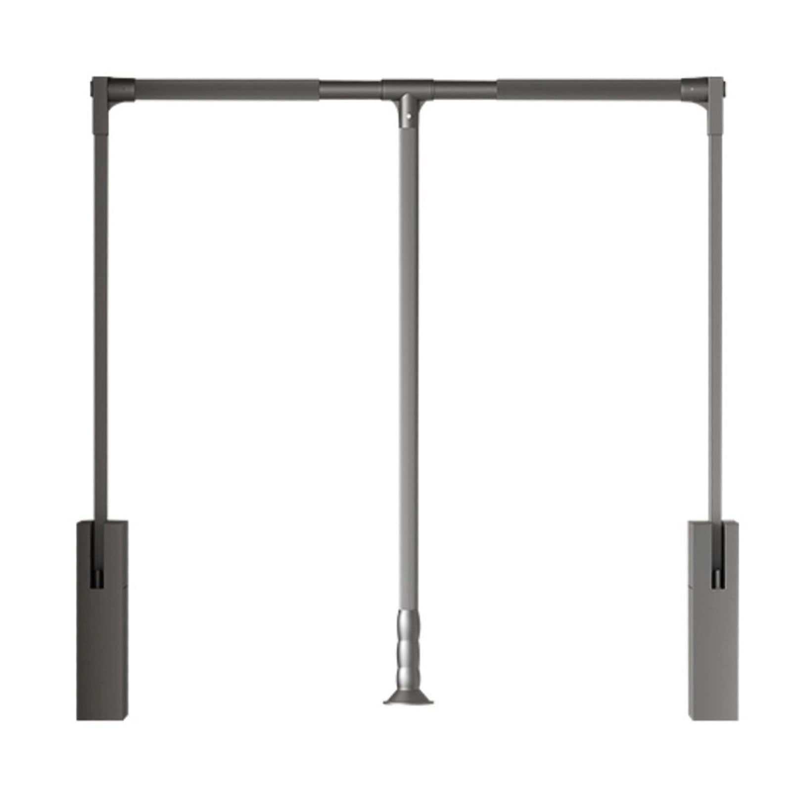GTHTUHFD Wall-Mounted Pull Down Closet Rod, Adjustable Wardrobe Rod With Double Damping Buffer, Space-Saving Hanger Storage System For Efficient Organization,Grey-660-890mm