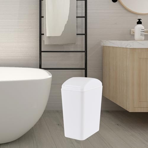 Image of Cand 16 Liter Plastic Swing Lid Garbage Bin, 4 Gallon Indoor Trash Can, White, 1 Pack