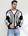 Yimoon Men's Skeleton Print Cardigan Sweaters Casual V Neck Button Down Open Front Sweater Coats(Black-M)