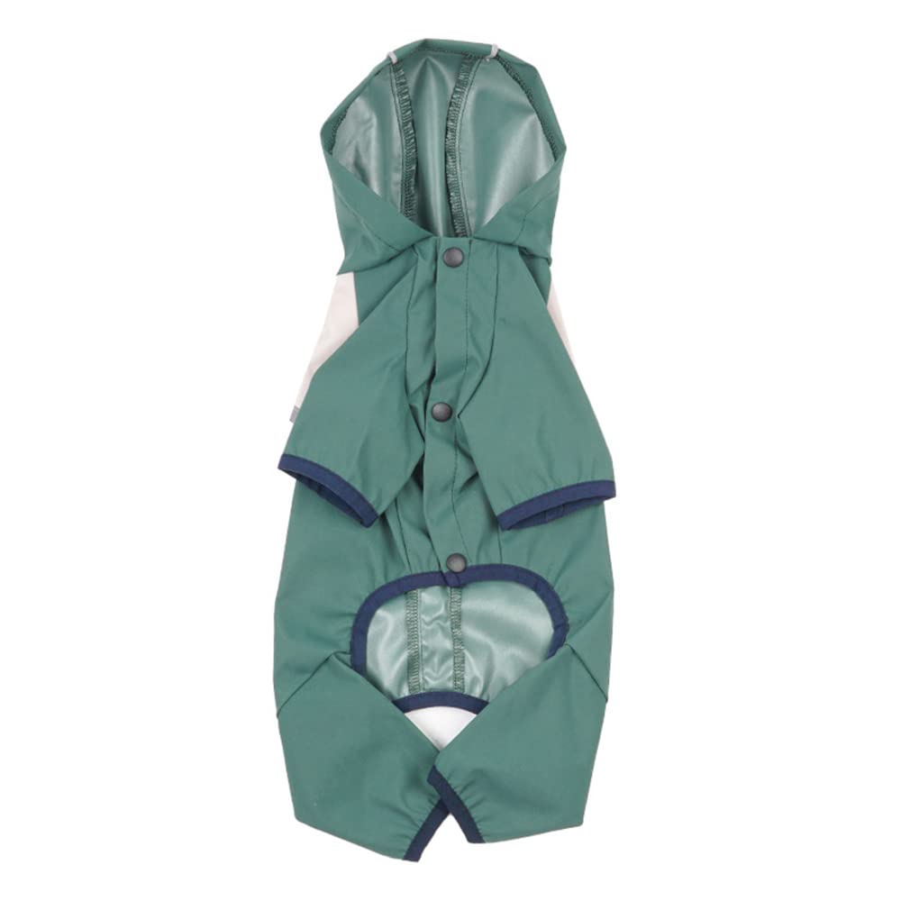 Chubasquero para Perros, Chubasqueros Impermeables for Perros pequeños y medianos con Capucha, diseño de Cuatro Patas Correa Reflectante, Chaqueta Ligera(Green,L)
