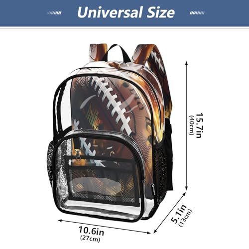 Football Clear Backpack Boy Girl Kids Heavy Duty PVC Transparent Bookbag School Bag with Multiple Compartments4