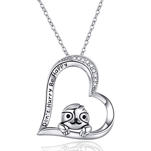 925 Sterling Silber Faultier Schmuck Geschenk für Faultier Liebhaber Kette Damen Herz Anhänger Halskette für Frauen Mädchen Valentinstag Geschenk für Kinder