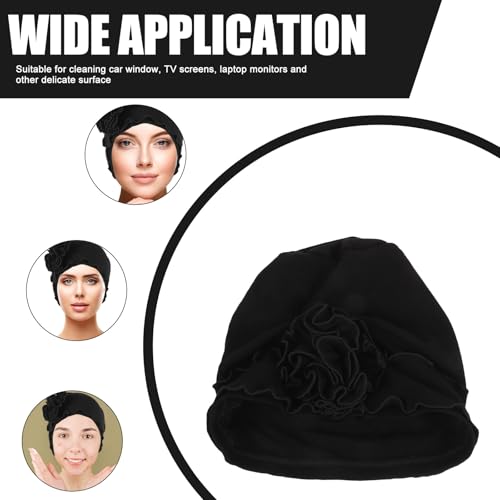 Gorro oncológico de modal negro con flores de alta calidad y transpirable 3