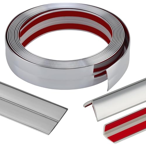 22 Feet Flexible Inside & Outside Corner Trim Molding, Peel and Stick Molding Trim for Walls, Corner Trim molding, Wall Corner Protector (Silver, Width 0.8 in) by KTINITK - Used condition - US$12.79