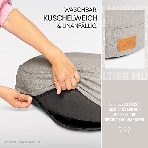 FREUDENTIER Hundekissen XXL rund - Ergonomisches Hundebett Waschbar - Kuschelweicher Hundekorb - Made in EU - Hundekissen Grosse Hunde & Hundebett mittelgroße Hunde (dunkelgrau, 100cm)