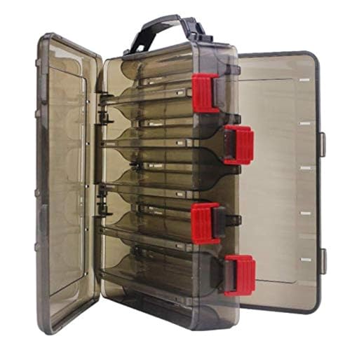 KöderBox Fischköder Box Tackle Box Hardbait Köder Box,Angelköder Box,Doppelseitig Jig, Minnows, Haken, Zubehör, Aufbewahrungs Box (Grau(10 Gitter))