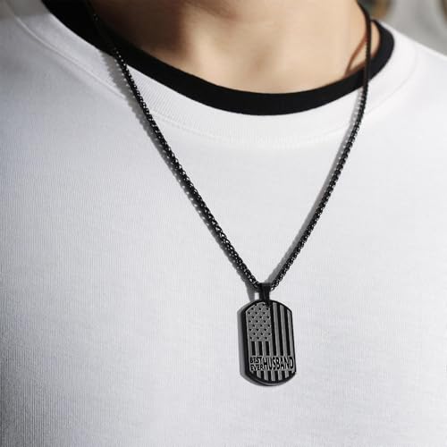 Best Dad Son Brother Grandson Grandpa Boyfriend Husband Ever Necklace, Stainless Steel Flag Dog Tags Jewelry, Birthday Valentine Christmas3
