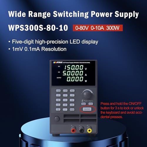 Image of MATRIX Wide Range Programmable DC Power Supply WPS300S-80-10, 80V 10A 300W Adjustable Power Supply with 1mV /0.1mA Resolution and USB, Bench Power Supply Variable with List Output and 9 Groups Storage
