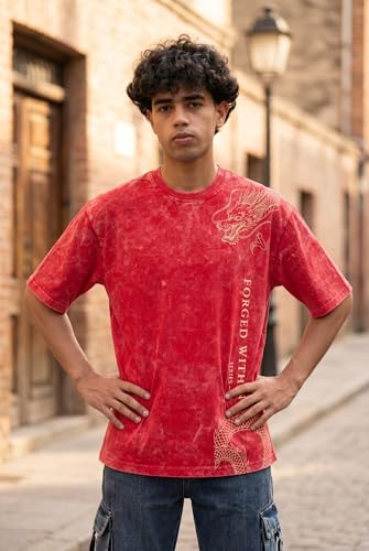Image of boffi ... 100% Cotton Oversized T-Shirt Unisex Drop Shoulder Dye Washed Street Look Black Pack of 1