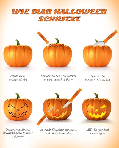 Kürbis Schnitzset mit 10 Werkzeugen für Halloween, Bild 4 von 6