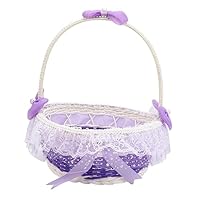 PartyKindom Hochzeitsblumenkorb - 23cm Blumenmädchen Korb Aus Bambus | Hellblau Für Romantische Hochzeiten