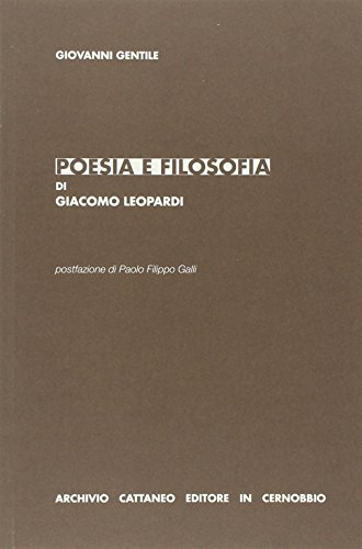 Poesia e filosofia di Giacomo Leopardi Poesia e filosofia di Giacomo Leopardi