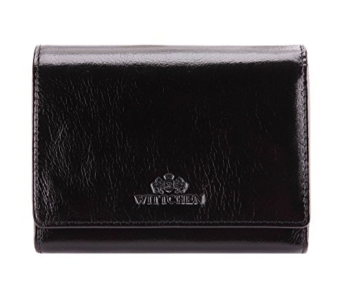 Preisvergleich Produktbild WITTCHEN Geldbörse aus Rindsleder / Kollektion: Italy / verschließt mit Druckknopf / aus hochwertigen Materialien / elegant und klassisch / Schwarz / 12x9.5 cm