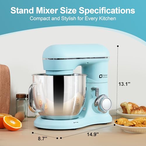 Image of Kitchen in the box 7QT 900W 10-Speed Stand Mixer, Tilt-Head Kitchen Electric Mixer with Dough Hook, Whisk & Flat Beater(Blue)