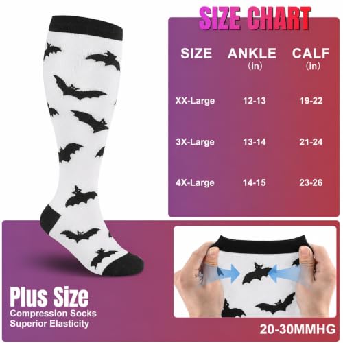 Image of bropite 3 /4 Pairs Plus Size Compression Socks for Women & Men 20-30 mmhg-Extra Wide Calf Support Socks for Medical,Running