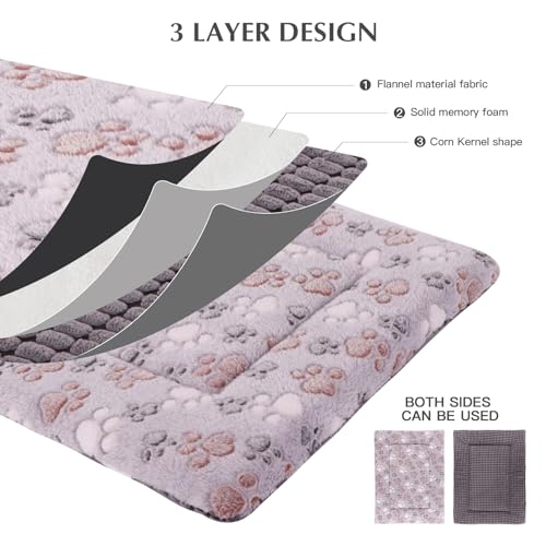 BVAGSS Orthopädisches Hundebett, Waschbar Hundekissen flauschig Hundematte, Umkehrbar Weiche und Warme Hundematte für klein mittel große Hunde XH079 (60x45x4cm,Grey Paw)