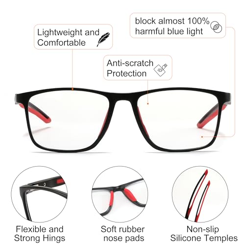 Image of FEISEDY Blue Light Glasses for Women Men TR90 Sports Ultra-Light Glasses Anti Glare UV Protection B0109