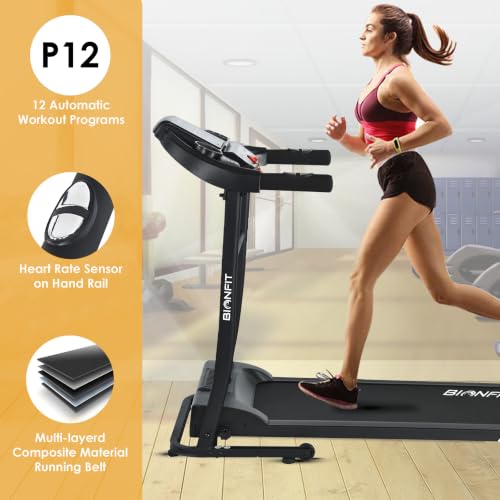 Image of BIONFIT Cardio-X7 Running Machine for Home | 4HP BLDC Motorized Treadmill with Max Speed 14 km /hr | 3-Level Manual Incline, Heart Rate Monitor, 120 Kg Weight Capacity | Walk Pad for Men