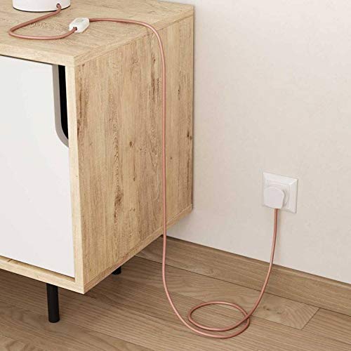 Creative-Cables L'originale cavo elettrico rivestito in tessuto 3 x 0,75 mm² (20 m, Rosa Baby RM16) – Rotondo, effetto seta – Sicurezza certificata, made in Italy