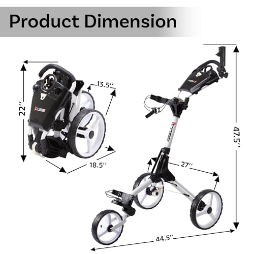 Chariot de golf à 3 roues pliable léger et compact CUBE - 5