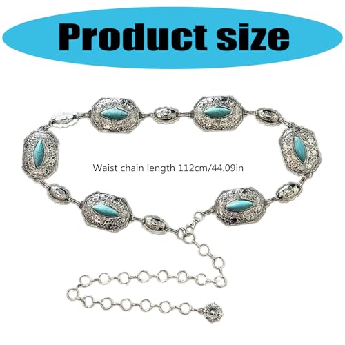 Waist Chain for Women Dresses Lustrous Formal Event Turquois Chain Belt Waist Jewelry Party Waist Accessories3