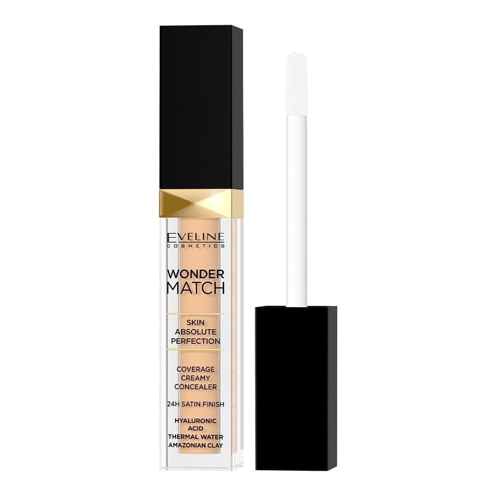 Eveline Cosmetics Wonder Match Wonder Match Liquid Concealer No 10 Light Vanilla - Hydrating, Anti-Aging Formula with Hyaluronic Acid, Thermal Water & Amazonian Clay