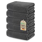Ôhm 5er Set Handtuch 30x30 cm – 100% Baumwolle Frottee 500 g/m² Dunkelgrau – Gästehandtücher...