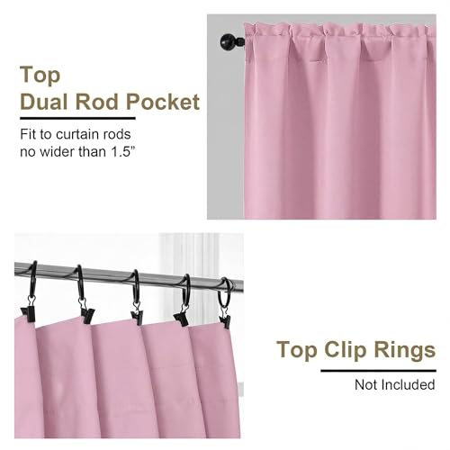 Image of Pink Blackout Curtains for Girls Room 84 Inch Length 2 Panels Set, Thermal Insulated Curtains for Living Room Nursery, Rod Pocket Window Drapes for Patio French Door Front Door, 2x40Wx84L