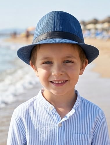 Image of BookMyCostume Blue Western Cowboy & Ballroom Style Hat | Fancy Dress Accessory for Dance, Stage Shows & Theme Parties For Kids