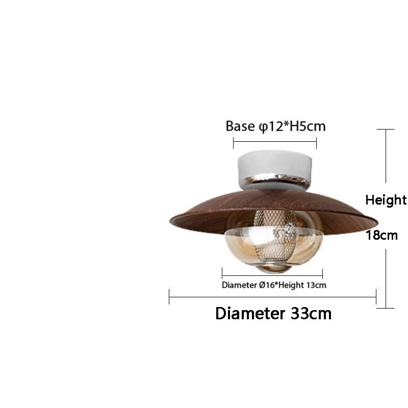 Plafonnier couloir vintage effet noyer et verre UFO pour une ambiance rétro