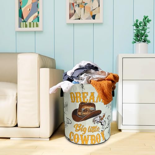 Western Cowboy Hat Laundry Basket Foldable Oxford Cloth 18.9 x 16.5 Inch by RKYAFFERISMA - Used condition - Image 7