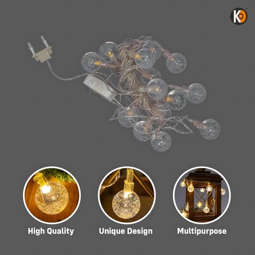 Image of K D Led Crystal Ball Lights for Decorations - 3.5m, 14LED Diwali Lights for Decoration for Home, Series Light for Decorations, Crystal Globe String Led Light for Home Decoration