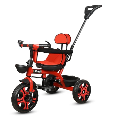 Image of Tricycle 1 Years to 5 Years with Removable Safety Guard and Parental Control Back Side Push Handle with Rubber Tyre for Kid's CR07 (RED 3)