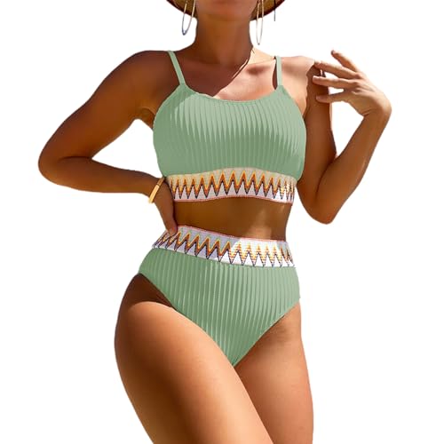 Enwokran Damen Bikini Set Zweiteiliger U Ausschnitt Bauchkontrolle Push Up...