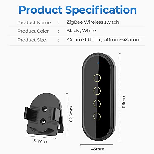 Vislone WiFi Zigbee Intelligent Wireless Scene Touching Switch Home Light Remote Controller 2.5D Curved Tempered Glass with Fluorescent Function Should Works with Zigbee Gateways - Image 2