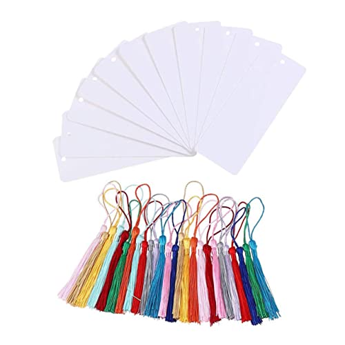 Marque-pages vierges à personnaliser avec pompons pour activités manuelles et lecture
