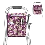 supregear Walker Tasche, Universeller Senioren Organizer mit Mehreren Taschen, Leichtes Zubehör für Ältere, Rollatoren, Rollstühle und Bettgitter, Einfache Aufbewahrungstasche, Violett Blumen