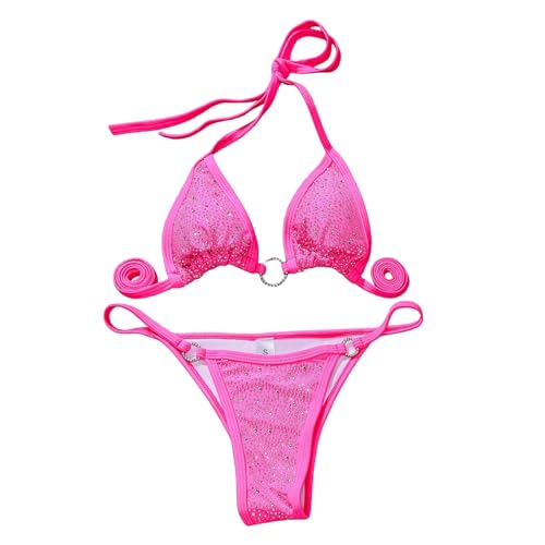 Bañadores Mujer Una Pieza Conjunto de Bikini Bandeau para Mujer, Traje de baño brasileño con Push-Up, Ropa de Playa Silicona Bikinis (Red, M)
