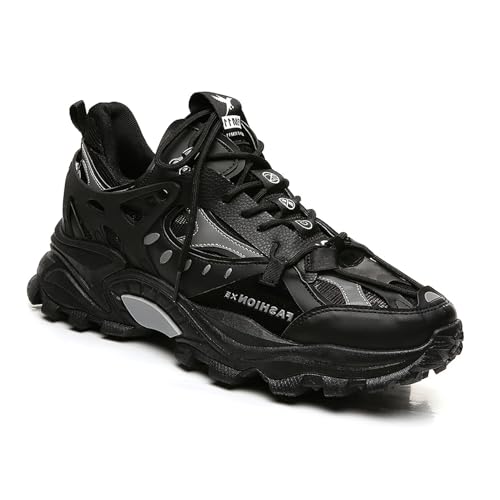 Exusiai Men's Chunky Sole Sneakers Stylish Lace-Up Dad Shoes Platform...