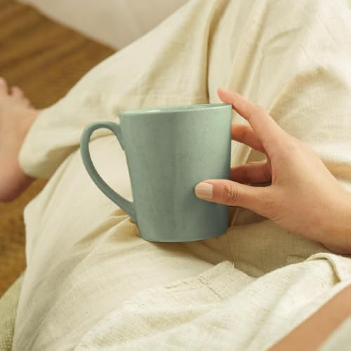 Image of Borosil Porcelia 370 ml x 2pc Haven Sage Tea /Coffee Mug Set | Porcelian Everyday Use Cups | Elegent Embossed Designs | Microwave & Dishwasher Safe Crockery for Gifting & Dining
