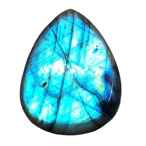 Labradorite naturelle poire 35x27mm : cabochon plat facile à sertir sans glisser