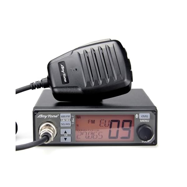 CB Radio Mobile AnyTone AT-500M II Transceiver for Vehicles, Truck, WX Weather Channel, VOX, CTCSS/DCS Code, NRC Noise Reduction, 7 Color Display, 12V Input Voltage, AM/FM, PA, Echo, NB/ANL, Black