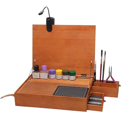 Vituord Modellbau-Werkbank, Tragbare Modellbau- Und Montagewerkbank Mit LED-Licht Und Schublade, 3-mm-Schneidematte, DIY-Bastelwerkzeuge Für Hochpräzises Arbeiten