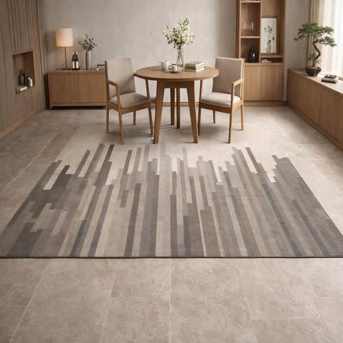 Alfombra de pelo corto lavable para sala de estar gris 2