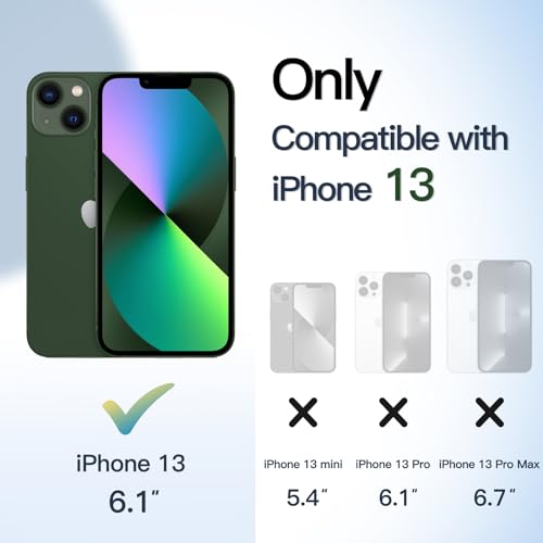 JETech iPhone 13 6.1インチ用 マグネット ケース MagSafeに対応 衝撃吸収 バンパーカバー ソリッドカラーマットTPUフレーム 傷つけ防止 クリアバック (グリーン)